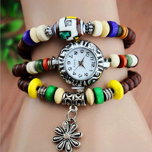 Handmade Beaded Belt Watch With Flower Pendant 99 on Luulla